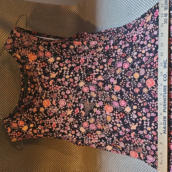 Peruvian Connection Chelsea Black Floral Jersey Tank Fit N Flare Dress Medium - Picture 8 of 10